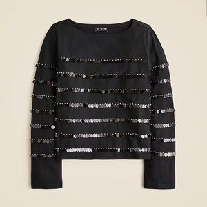 J. Crew Heavy jersey long-sleeve T-shirt with paillette embellishment